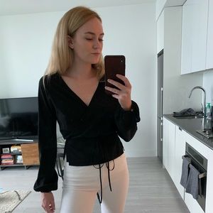 Black sheer tie blouse